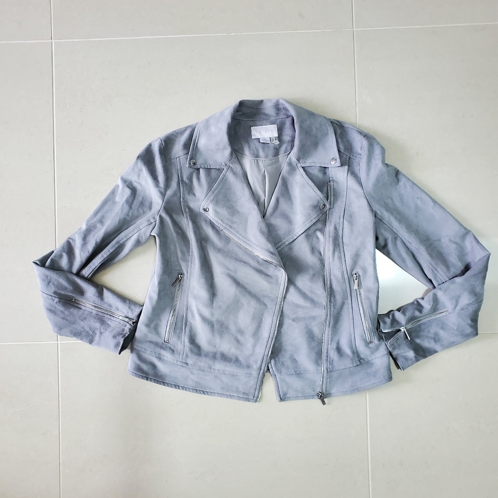 1.State Gray Faux Leather Jacket - Size Small